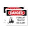 Signmission Forklift Traffic Be Alert, 5 in W x Rectangle, Vinyl Decal OS-2PACK-DS-D-35-L-1265 - alternate 1